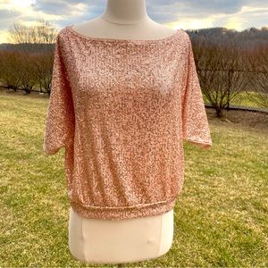 Venus Rose-Gold Sequin Dolman Sleeve Top